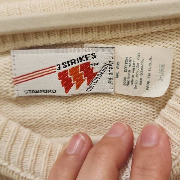 3 Trikes Stamford Mid-Atlantic Men's Cream Pullover Crew Neck Cotton Sweatshirt - Picture 3 of 10